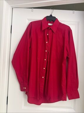 Men's Van Heusen Red Long-Sleeve Dress Shirt - Classic Point Collar